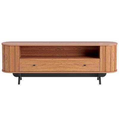 Rack Para Sala de Estar TV 60 Pol Orgânico 180cm Penina D03 Freijó Preto Fosco - Lyam Decor
