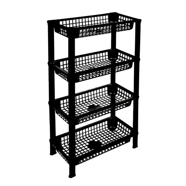 Estante de Plástico São Bernardo Multiuso com 4 Prateleiras Preta 73x39,7x19,8cm Estante de Plástico São Bernardo Multiuso com 4 Prateleiras Preta 73x39,7x19,8cm