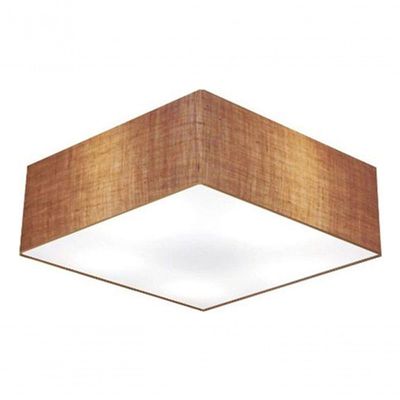 Plafon Quadrado Vivare Md-3059 Cúpula Em Tecido 15/80x80cm - Bivolt Palha 127/220v