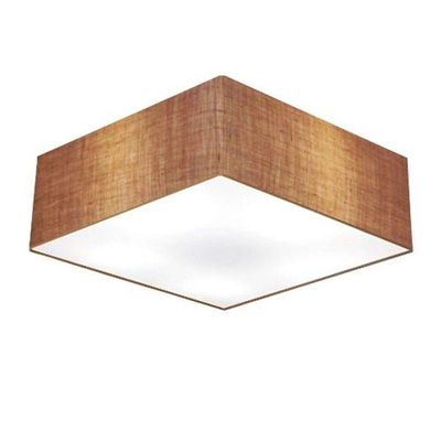 Plafon Quadrado Vivare Md-3059 Cúpula Em Tecido 15/80x80cm - Bivolt Palha 127/220v