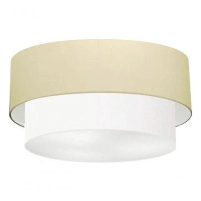Plafon Duplo Cilíndrico Vivare Md-3062 Cúpula Em Tecido 45x40cm - Bivolt Algodão-crú-branco 127/220v