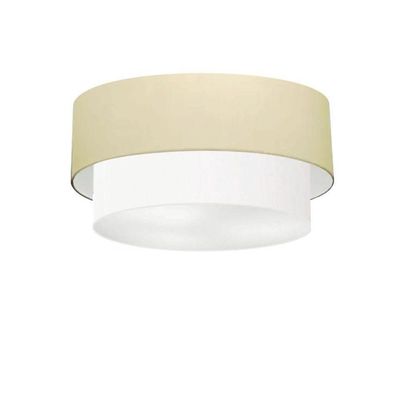 Plafon Duplo Cilíndrico Vivare Md-3062 Cúpula Em Tecido 45x40cm - Bivolt Algodão-crú-branco 127/220v