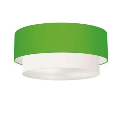 Plafon Duplo Cilíndrico Vivare Md-3065 Cúpula Tecido 80x70cm - Bivolt Verde-limão-branco 127/220v
