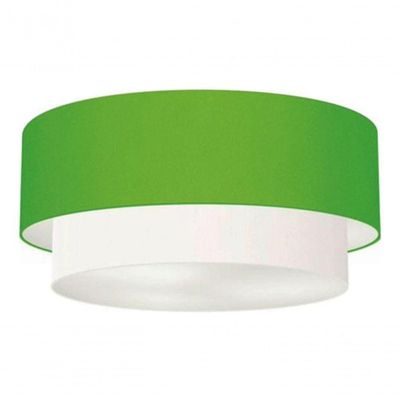 Plafon Duplo Cilíndrico Vivare Md-3065 Cúpula Tecido 80x70cm - Bivolt Verde-limão-branco 127/220v