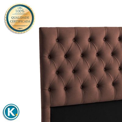 Cabeceira Estofada Queen Luna Nature Veludo Cafe 158x136