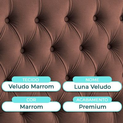 Cabeceira Estofada Queen Luna Nature Veludo Cafe 158x136