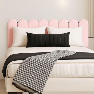 Cabeceira Nuvem Suede Queen Size Com 8 Placas Macias 60x20cm Rosa Bebe