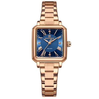 Relógio Feminino Design Sofisticado Quartzo Em Aço Inoxidável À Prova Da Água Casual Azul Rose
