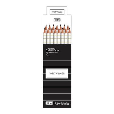 Caixa De Lápis De Escrever Grafite West Village Branco Com Borracha 72 Unidades - Tilibra