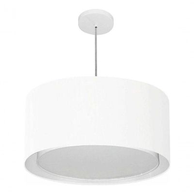 Lustre Pendente Cilíndrico Duplo Vivare Md-4295 Cúpula Em Tecido 50x30cm - Bivolt Branco 127/220v