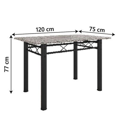 Conjunto De Mesa Itália Com 4 Cadeiras 1,20m Preto / Floral Granito Artefamol Preto Fosc