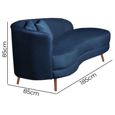 Chaise Longue Divã Emili Em Madeira De Reflorestamento 160cm Veludo Star Confort Azul