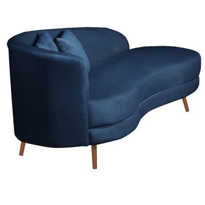 Chaise Longue Divã Emili Em Madeira De Reflorestamento 160cm Veludo Star Confort Azul