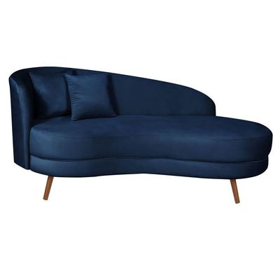 Chaise Longue Divã Emili Em Madeira De Reflorestamento 160cm Veludo Star Confort Azul