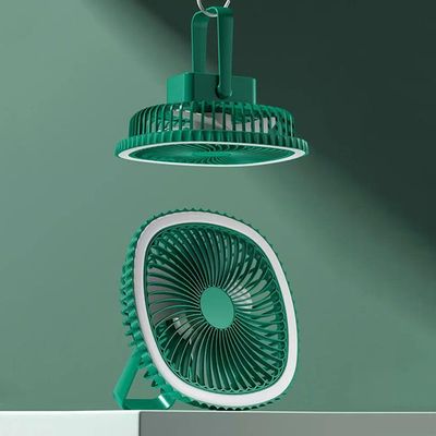 Mini Ventilador De Mesa Luz Ring Light Usb Portátil Potente Silencioso Verde