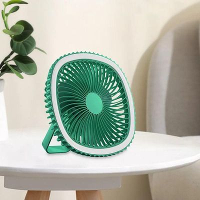 Mini Ventilador De Mesa Luz Ring Light Usb Portátil Potente Silencioso Verde