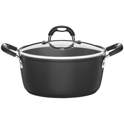 Caçarola Tramontina Mônaco Induction Com Revestimento Antiaderente Starflon Premium Preto Com Tampa 28cm