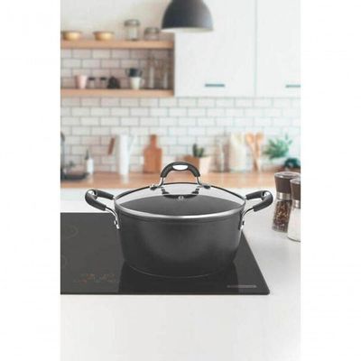 Caçarola Tramontina Mônaco Induction Com Revestimento Antiaderente Starflon Premium Preto Com Tampa 28cm