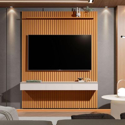 Home Suspenso Colorado 1.90 Para Tv Ate 75 Polegadas Arbo Cedro Com Off White