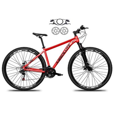 Bicicleta Aro 29 Absolute Nero 5 Alumínio 21v Freio Hidráulico Garfo Suspensão Mountain Bike vermelho Tam: 19