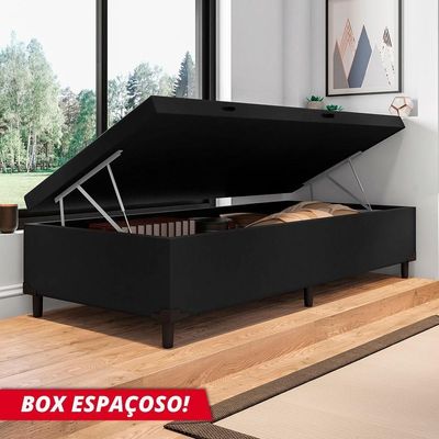 Cama Box  Baú Solteiro 0,88  41cm De Altura Prince Preto