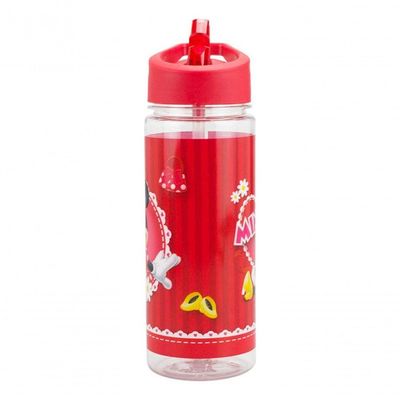 Kit Garrafa Plástico Infantil Mochila Saco Minnie Disney