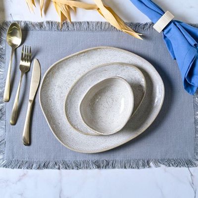 Conjunto De Pratos Rasos Oval 06 Peças Orgânico Vanilla Porto Brasil