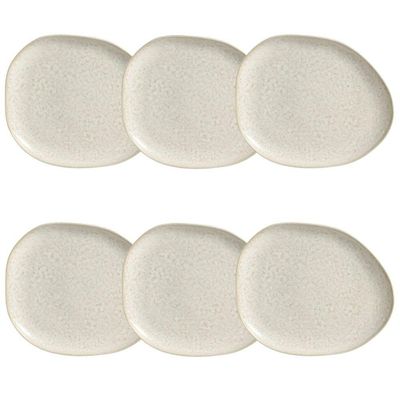 Conjunto De Pratos Rasos Oval 06 Peças Orgânico Vanilla Porto Brasil