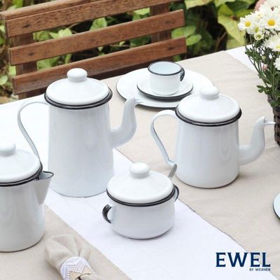 Bule Para Café Tradicional Esmaltado Branco 1,5 L Ewel