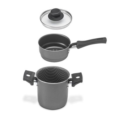 Mini Cuscuzeira Grafite 10 Cm 0,8 L Com Cabo Em Alumínio Com Revestimento Antiaderente Multiflon