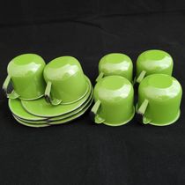 Jogo 6 Xícaras com Pires Caneca Esmaltada 180ml