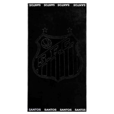 Toalha de Banho Buettner Jacquard Veludo Futebol Santos 70cmx140m Preto