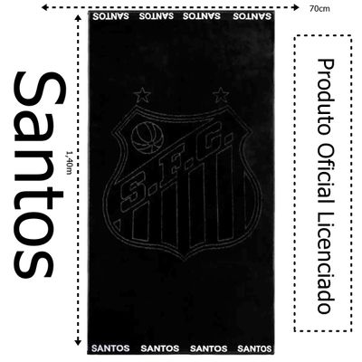 Toalha de Banho Buettner Jacquard Veludo Futebol Santos 70cmx140m Preto