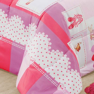 Coberdrom edredom Solteiro Alegria Dupla Face Ballet - Rosa