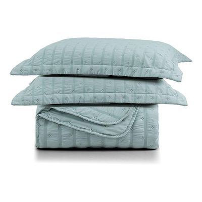 Kit Colcha Cobre Leito Scarpa Plissê Queen Seersucker 3 Peças Maciez E Leveza Textura  Ver Essencial