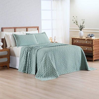 Kit Colcha Cobre Leito Scarpa Plissê Queen Seersucker 3 Peças Maciez E Leveza Textura  Ver Essencial