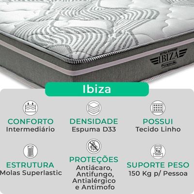 Cama Box Baú Queen Preto E Colchão Ibiza Molas Vstore