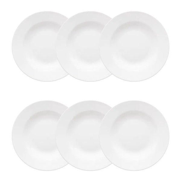 Conjunto De Pratos Fundos 06 Peças Flamingo White Oxford