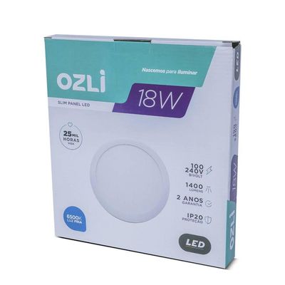 Plafon Led Slim 18w Redondo Embutir 6500k Branco Frio Bivolt - Unidade