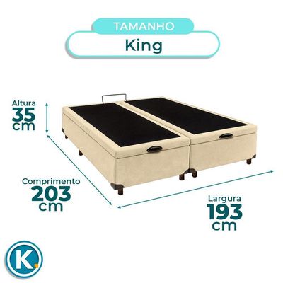 Cama Box Bau King Blindado Nature Perola 193x203