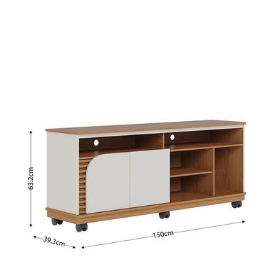 Bancada Jurere 150cm 2 Portas De Giro - Ssx Multicoisas Cor Freijo/off White Matte