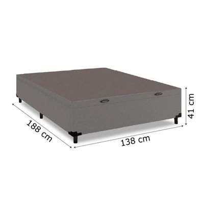 Cama Box Com Baú Casal Cinza