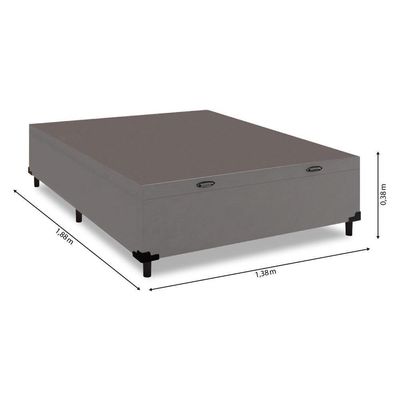 Cama Box Com Baú Casal Cinza