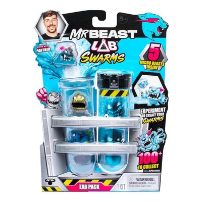 Kit 2 Tubo de Ensaio com 5 Mini Bonecos Swarms MrBeast Lab