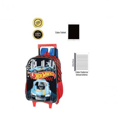 Mochila De Rodinhas Escolar Hot Wheels Ic41512 - Preto
