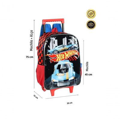Mochila De Rodinhas Escolar Hot Wheels Ic41512 - Preto