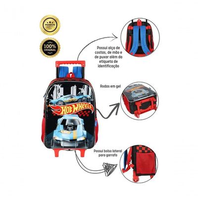 Mochila De Rodinhas Escolar Hot Wheels Ic41512 - Preto