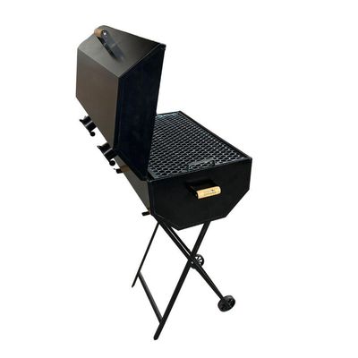 Churrasqueira A Bafo Grill Extra Grande Premium A Carvão Com Suporte Preto