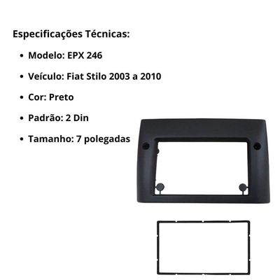 Central Multimídia 2 Din Mp5 Fiat Stilo Câmera Moldura Tela