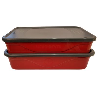 Marmita Fit Dupla 1,3L Vermelho com Talher - Unitermi